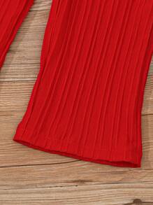 SHEIN 2pcs/Set Young Girl' Fashionable & Comfy Ruffle Strap Top And Pants Set, Suitable For Summer Vacation - Red - View 6