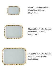 Zazumi 北欧Ins方形玻璃盘子带底小吃沙拉盘描金水果盘人性化酒店家用轻奢