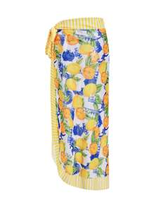 Swim Oasis 3pcs Retro Floral Print Ruffled Sling Swimsuit Set, Elegant For Summer Beach Vacation - Multicolor - View 4