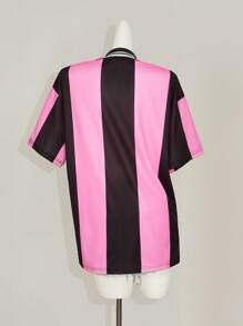 SHEIN ICON Ribbed V-Neck Dropped Shoulder Loose Fit Casual Dress - Pink - View 2