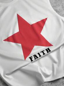 Manfinity EMRG 这款男士街头休闲上衣，灵感源自高街复古风，采用仿麂皮绒面料，白色底色上饰有红色星星立体印花图案。无论是音乐节、海滨度假（例如夏威夷）还是日常穿着，都是完美之选。同时，它也是送给男友或丈夫的绝佳礼物，完美契合街头服饰和Y2K美学。男士星星印花仿麂皮绒抓绒圆领休闲上衣，T恤图案，男装T恤，信仰主题T恤，Y2K风格男装 - 白色 - 查看 2