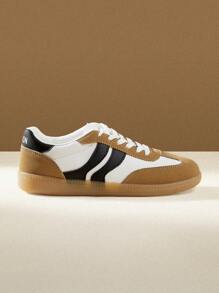 CUCCOO EASI Fashionable Women Casual Color Block Flat Sneakers For Everyday Wear - Camel - View 9