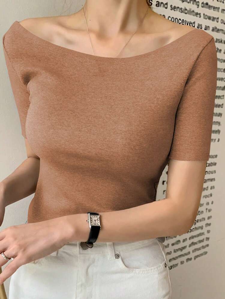 Women's Fitted Crew Neck Short Sleeve Elegant T-Shirt, Grey, Spring/Summer,Business Casual Women