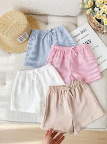 Bộ 4 quần short sọc lưng thun co giãn mùa hè cho bé gái - Nhiều màu - Xem 6