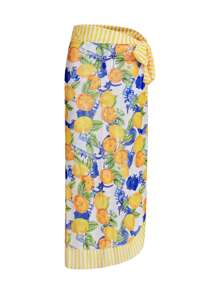 Swim Oasis 3pcs Retro Floral Print Ruffled Sling Swimsuit Set, Elegant For Summer Beach Vacation - Multicolor - View 3