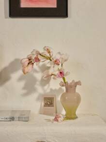 Cirelle 1pc Pink Gradient Glass Elegant Design Vase Decorative Accessory, Artistic Vase For Floral Arrangements, Home Decor, Bedroom, Wedding, Living Room, Flower Vase