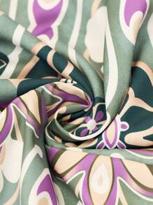 Miaspire 女士花卉印花腰结短袖中长连衣裙，适合度假