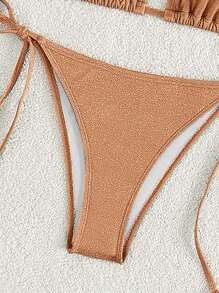 Swim Mod Bộ đồ bơi bikini gợi cảm màu trơn đi biển mùa hè cho nữ - Rượu sâm banh - Xem 4