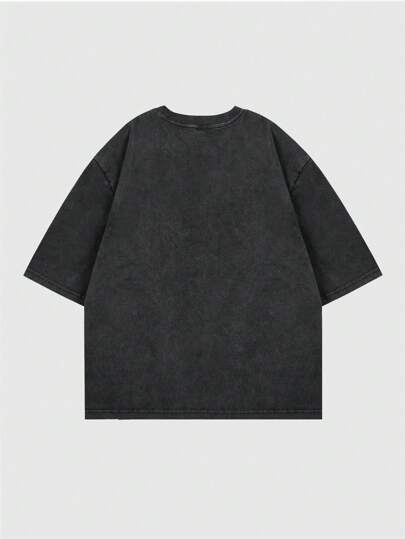 Street Life T-shirt court décontracté à imprimé effet usé pour hommes