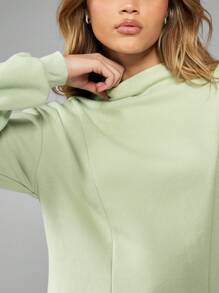 MISSGUIDED Cozy Loopback Sweater Mini Dress High Neck Long Sleeve Winter Fall Comfort Casual Day Style Ribbed Cuff Hem Christmas - Green - View 3