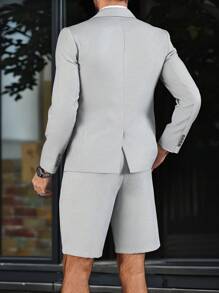 Manfinity Mode 男士百搭商务休闲西装外套，男士欧洲正式浅灰色西装外套，伴郎新郎婚礼商务职业装，西装外套男士西装男士漂亮西装男士休闲西装男士西装