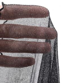 FRIFUL Women's See-Through Heart Shaped Frill Edged Fitted Tank Top Long Sleeve Women Tops - Black - View 7