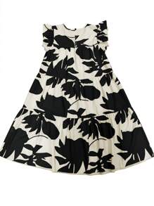 EMERY ROSE 女士休闲花卉印花圆领盖袖连衣裙，度假 - 彩色 - 查看 2