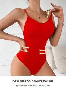 1 件女士无缝吊带背心式塑身衣 - 紅色 - 查看 5