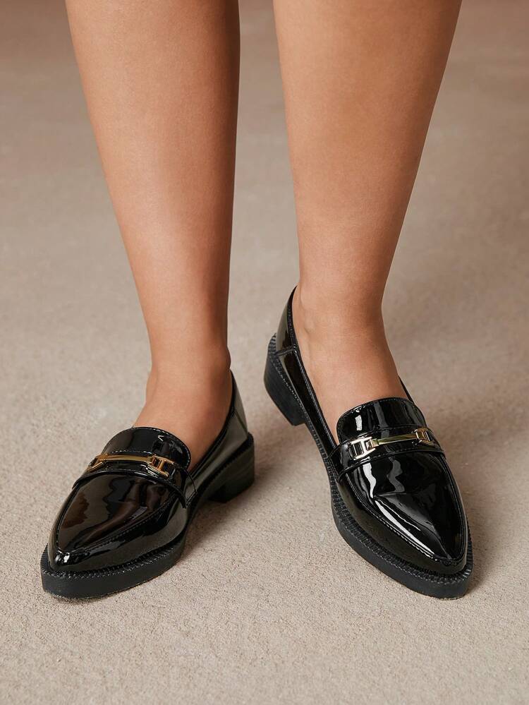 CUCCOO CURVES Plus Size Wide Fit Flat Slip-On Shoes With Bow, Casual Wear