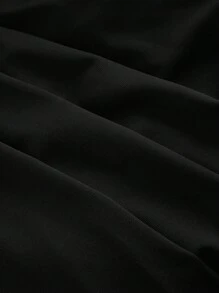 SHEIN MOD 高腰前系带不对称下摆波西米亚风黑色半身裙 - 黑色 - 查看 4