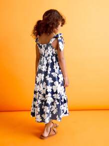 SHEIN Young Girl Summer Camisole Floral Print A-Line Dress - Multicolor - View 2