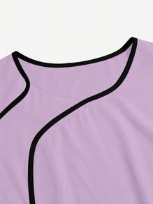 TaskEZ Maglietta donna con bordi a contrasto di colore, maniche corte, camice da lavoro