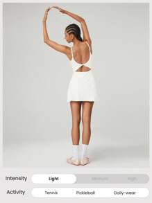 GLOWMODE FeatherFit™-Air Scoop Neck Knotted Mini Dress Quick Dry Moisture Wicking - White - View 7