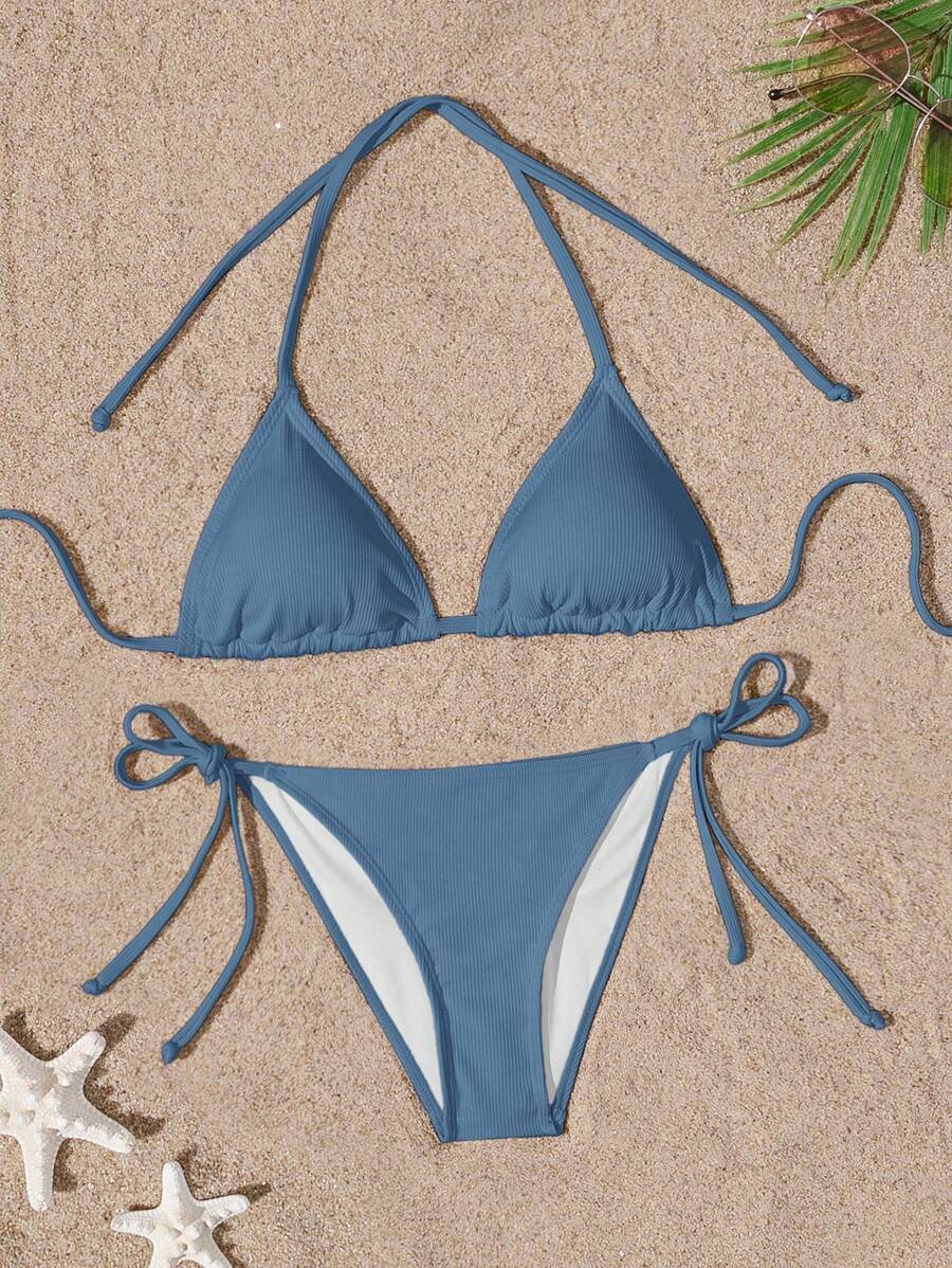 Swim Mod Solid Color Bikini Swimsuit, Vacation & Beach For Summer