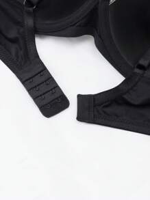 SHEIN 1 件性感网眼刺绣轻薄衬垫钢圈包裹支撑内衣文胸 - 黑色 - 查看 7