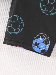2 件套男童夜光足球印花黑色休闲圆领短袖上衣和紧身裤睡衣套装 - 彩色 - 查看 5