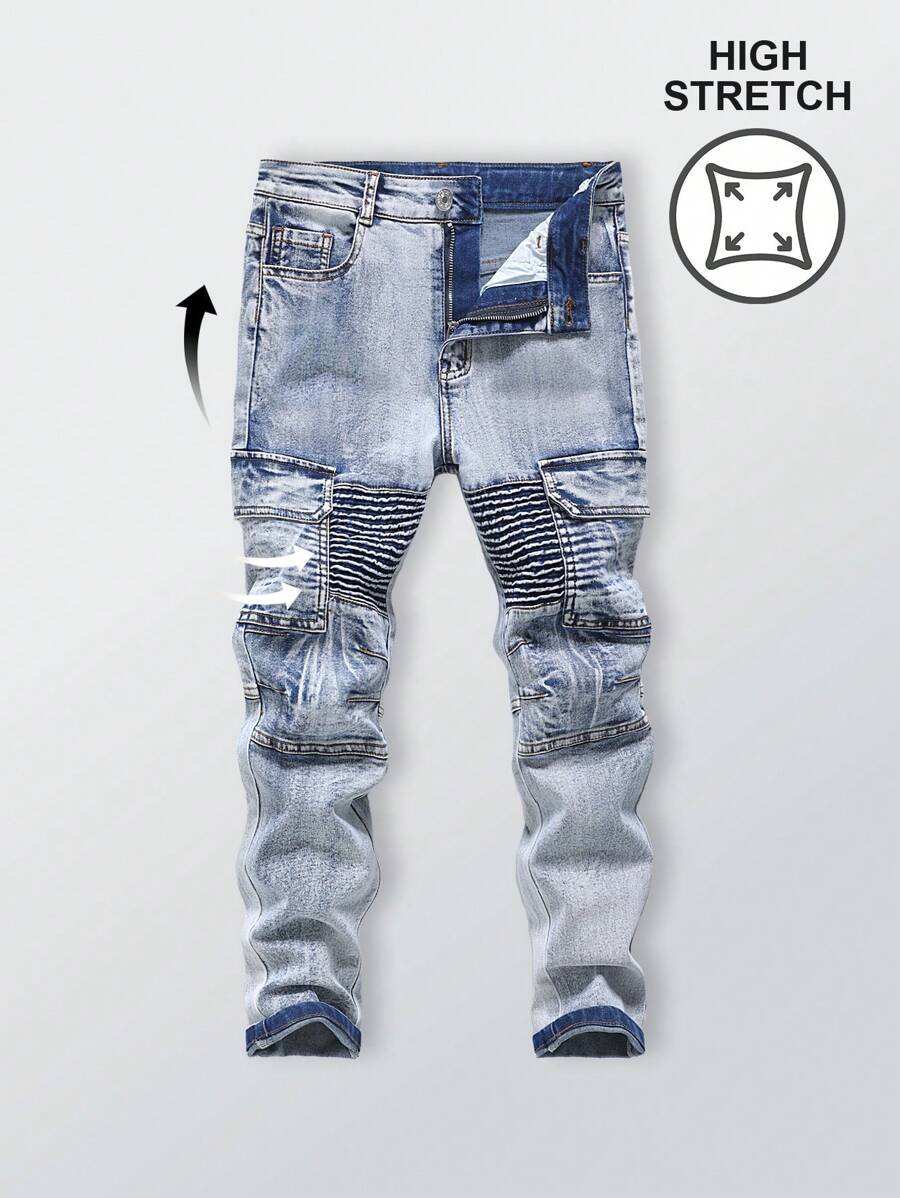 Denimly Tweenboys Casual Daily Urban Street Light Wash Chic All Year Must-Have Stretch Denim Skinny Jeans With Zipper Closure & Multi-Pockets - Light Wash - View 1