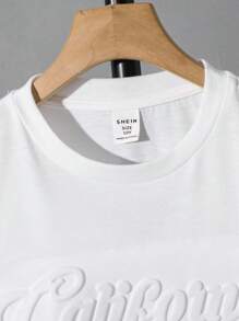 SHEIN Tween Boy 宽松休闲宽肩字母印花背心和短裤两件套，夏季服装 - 綠色 - 查看 7