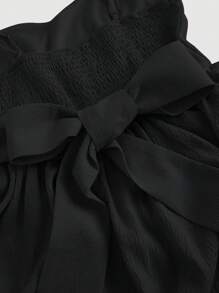 SHEIN MOD 女士浪漫后背蝴蝶结黑色细肩带连衣裙（夏季） - 黑色 - 查看 3