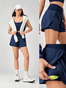 GLOWMODE 3" VitalSwift Quick-Dry Set The Pace High Slit Adjustable Drawstring Waist Shorts With Built-In Shorts Side Pockets Non-Slip Grips Medium Impact Running Jogging Training Gym Workout