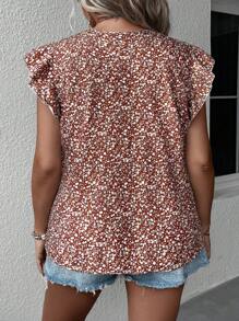 SHEIN Clasi 大码碎花短款盖袖休闲衬衫