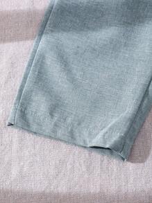 SHEIN Vintaside Kids 2 件套，女婴春夏休闲蝴蝶刺绣无袖上衣和纯色裤子 - 綠色 - 查看 4