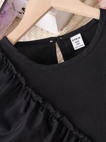 Tween Girls Letter Print Ruffle Hem Casual Fashion Cute Party Dress