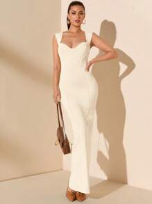 SHEIN BAE Sommer Strand Urlaub einfarbiges Makronen Pastellgelb gestricktes super langes schlankes Hochzeitskleid Brautjungfernkleid Datumskleider Partykleider Schuluniform Saisonkleider Urlaubskleider Geburtstagskleid Abendparty Reisekleider Sommeroutfits für Frauen/Frühlingskleidung/Valentinstag Outfit/Karneval/Strandurlaub Outfits