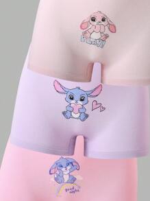 6pcs/Set Comfortable Soft Cute Colorful Bunny Print Tween Girl Cotton Panty Briefs Back To School Fashion