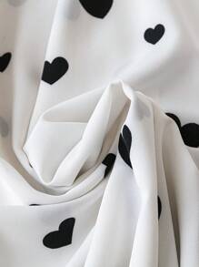 SHEIN LUNE Romantic Date  Floral Print Shirred Drawstring Waist Heart Shape Lover's Valentine's Day Dress - White - View 3