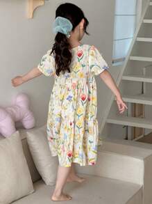 Dazy Kids 少女碎花圆领睡裙，夏季假期复活节 - 彩色 - 查看 6