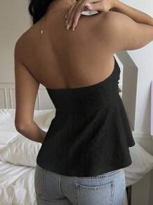 SHEIN EZwear 黑色针织抹胸，休闲夏装