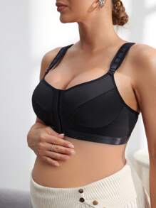 Moonlight&Mama Maternity Solid Color Nursing Comfort Bra - Black - View 3