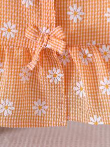 SHEIN 年轻女孩格子短袖简约时尚夏季衬衫