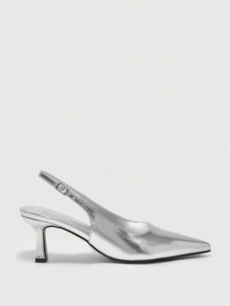 CUCCOO BIZCHIC Talons hauts aiguilles argentés sexy dos nu pour femmes