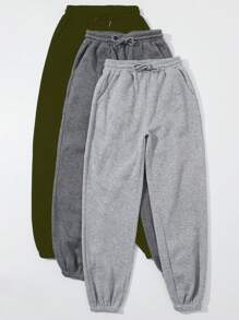 SHEIN LUNE Tuta da donna casual con felpa con cappuccio, vita con coulisse e polsini a costine, pantaloni in colore a contrasto