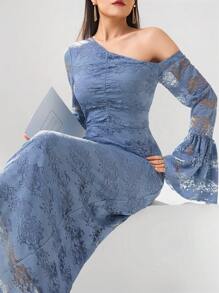Modelyn Women Long Dress, Casual Minimalist Fashionable Everyday Wear - Blue - View 1