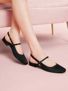 CUCCOO DOLLMOD Giày bệt Mary Jane mũi vuông chất liệu satin màu đen thời trang, thích hợp đi làm, hẹn hò, tiệc tùng, mua sắm và ngày lễ - màu đen - Xem 4