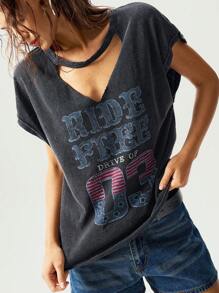 Bohemela 夏季波西米亚风 7 月 4 日西部风格纯色针织圆领无袖短款背心，适合女士 - 黑色 - 查看 2