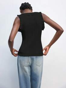 Maija 2026 Spring & Summer Outfits Women's Lace Flounced Sexy Elegant Modern Urban    Cardigan Blouse, Suitable For Vacation, Outing, Holiday Gathering, Date, Wedding, Music Festival, Bohemian 90s Vintage Style,Valentine Clothes,Beach Outfit For Women,Vacation Outfits Women - Black - View 8