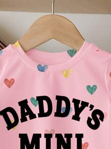 SHEIN Baby Girl Casual Minimalist Style Short Sleeve Round Neck Top, Suitable For Summer - Multicolor - View 4