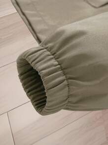 Manfinity Homme Men Light Grey Fabric Hooded Long Sleeve Outdoor Jacket For Sports And Outdoor Activities,Tech Wear Jacket, Fall - Khaki - View 5