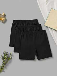 SHEIN Set de 3 piezas de shorts/mallas básicos cómodos y casuales para niñas preadolescentes