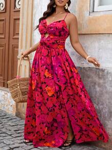 SHEIN VCAY Váy liền thân in hoa cỡ lớn cho nữ, váy xòe xẻ tà phía trước, váy đi biển, trang phục mùa hè cho nữ, trang phục lễ Phục sinh mùa xuân, trang phục lễ hội cho nữ, trang phục rave, trang phục nghỉ mát thanh lịch, trang phục dự tiệc cưới, trang phục hòa nhạc Bohemia cho nữ, trang phục hòa nhạc đồng quê cho nữ, trang phục nghỉ mát trên bãi biển - Nhiều màu - Xem 5